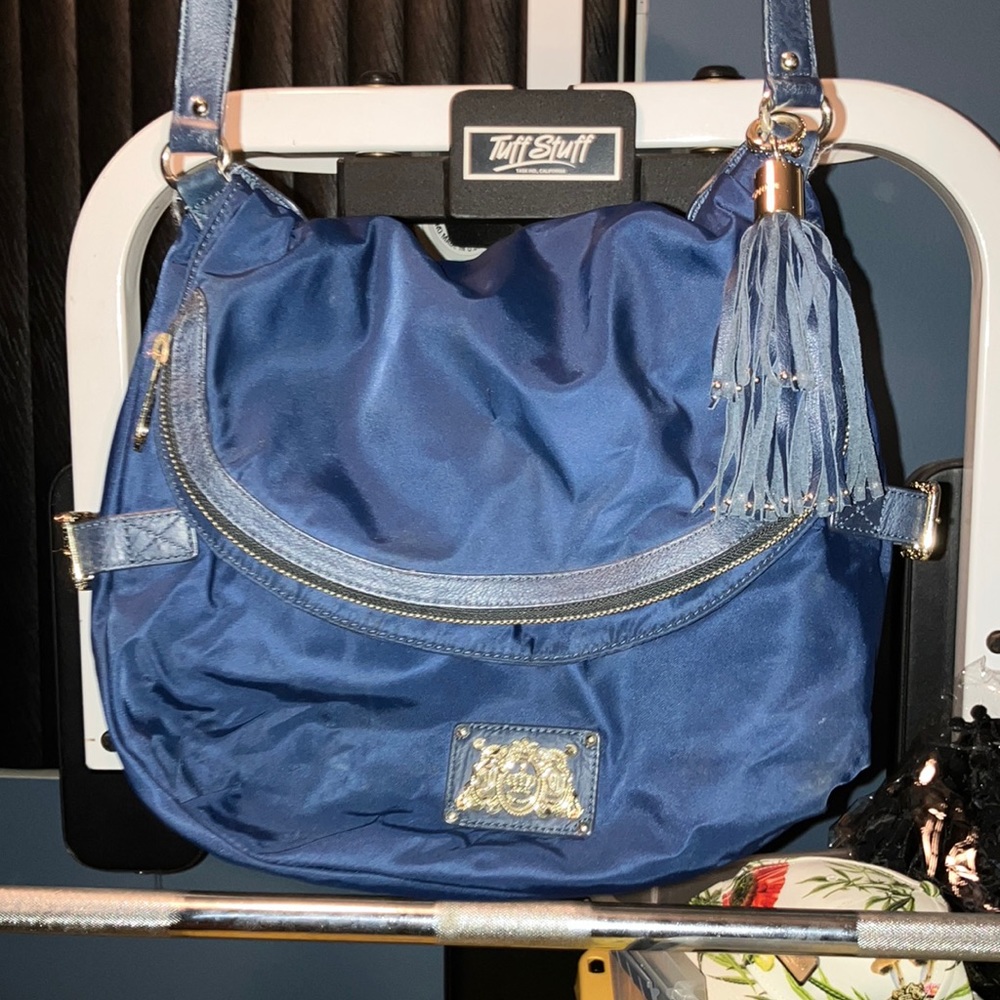 Juicy couture, nylon, navy blue and gold, Crossbody handbag satchel